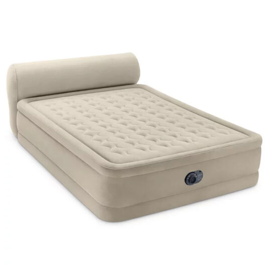 Intex Durabeam headboard 18″ queen air mattress with built-in pump for $54