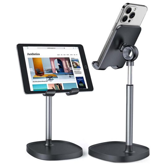 Height adjustable phone and tablet stand for $7