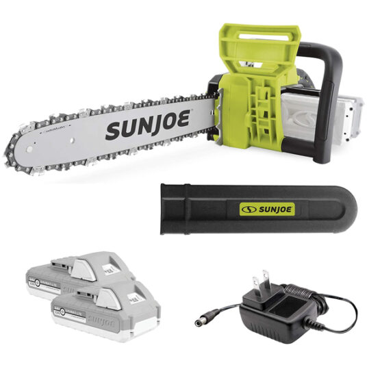 Prime members: Sun Joe Ionmax cordless 16-inch chainsaw kit with batteries for $90