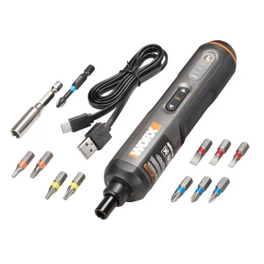 Worx 4-Volt 1/4-in Cordless Screwdriver with battery and charger for $25