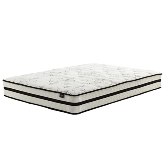 Signature Design by Ashley Chime 10″ medium firm hybrid queen mattress for $260